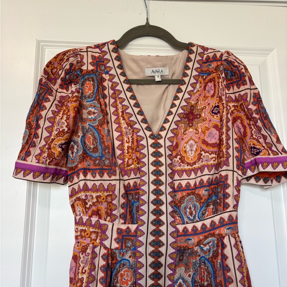Avara women's printed puff-sleeve mini dress size small - Picture 3 of 6